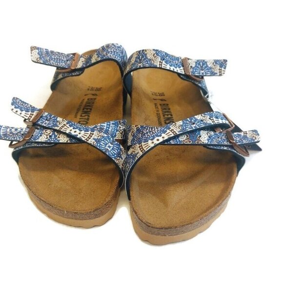 Birkenstock Womens Size 7 Franca Birko-Flor Sandals Kenja Blue Narrow Fit EU 38 - Picture 7 of 10
